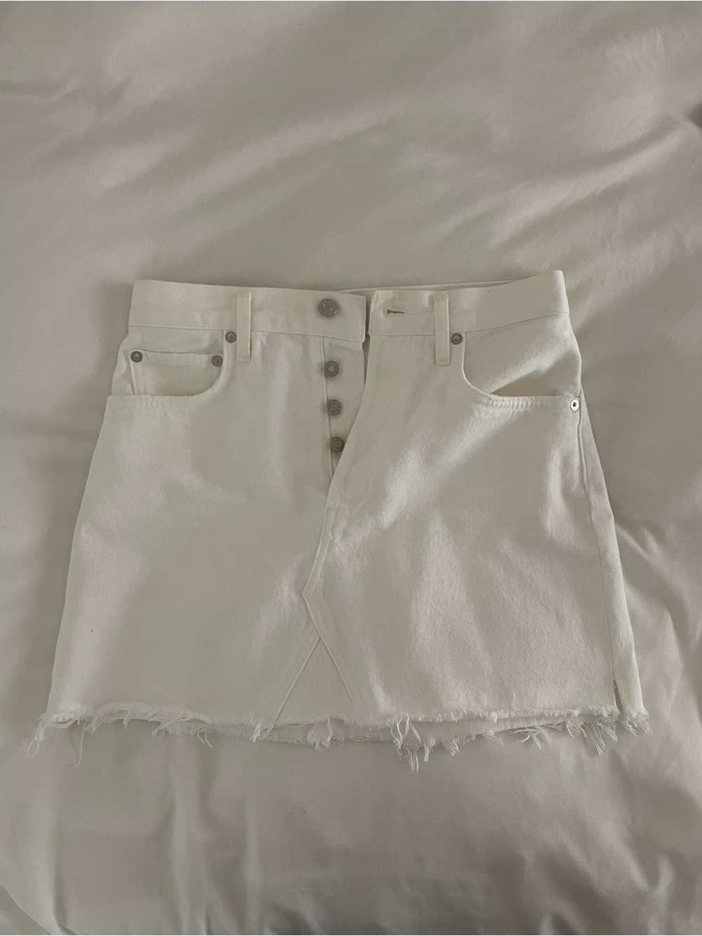 Agolde Aritzia White Button-Front Denim Skirt